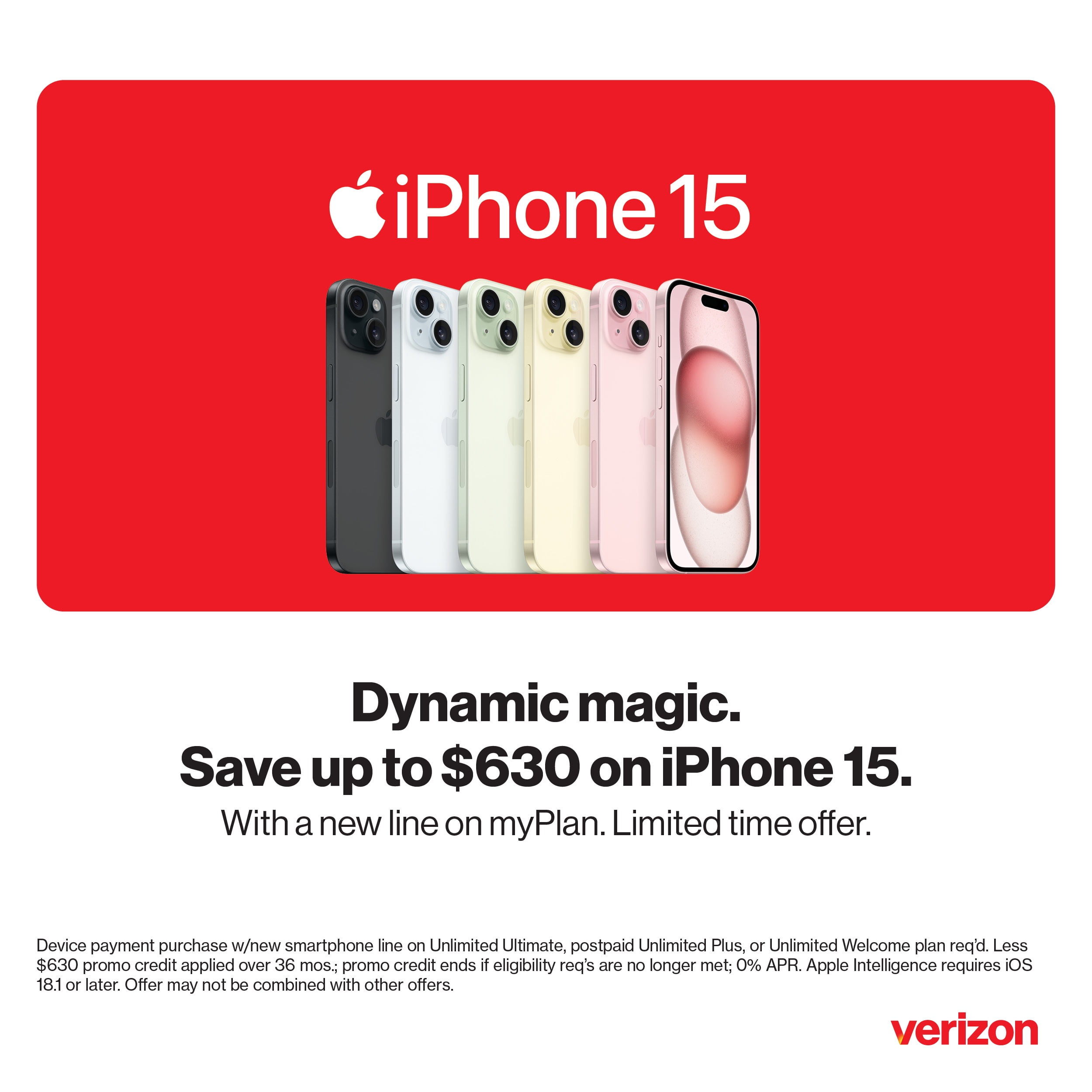 Verizon Apple iPhone 15 512GB Yellow - Walmart.com