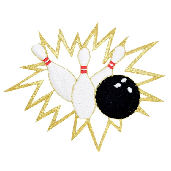 Bowling Ball - Pins Crashing - Iron on Applique/Embroidered Patch