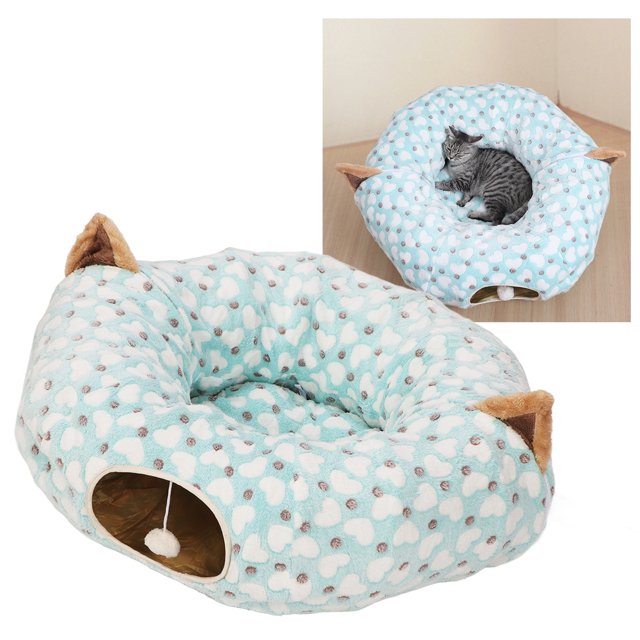 Cat Tunnel Bed, Cat Tunnel Round Comfortable Foldable Fleece 3 Way For Home For Kitten