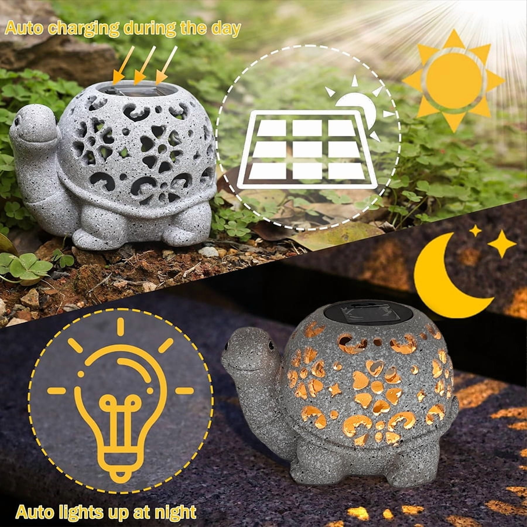Solar Garden Outdoor Statues Turtle with LED light, Turtle Decor Tortoise Sculpture for Patio, Balcony, Yard Ornaments, Turtle Graden Statue for Outside, Unique Housewarming Gifts, Mom Gifts
