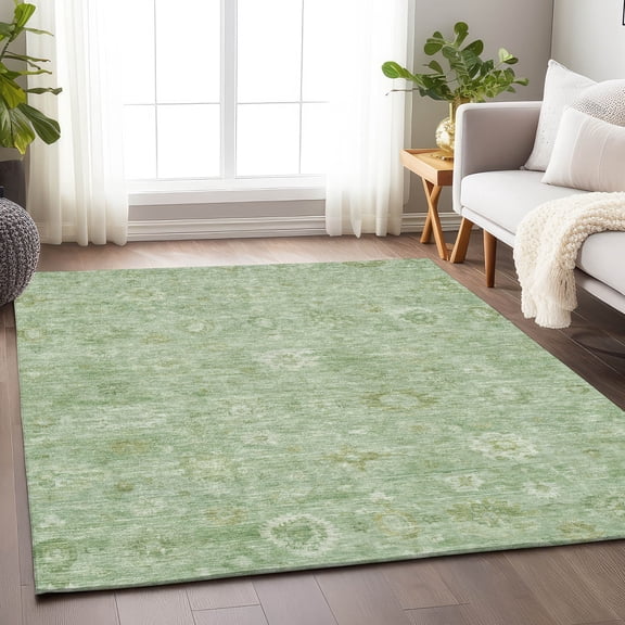 Addison Rugs Chantille Indoor/Outdoor Transitional Damask Aloe Machine Washable Rectangle Rug, 10' x 14'
