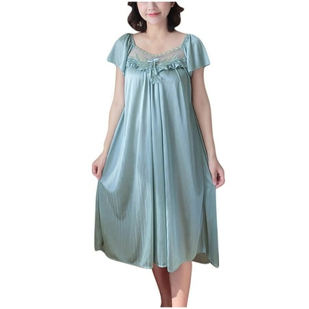 Tumotour Nightgowns For Women Mini Dress Pajamas Loungewear Short Sleeve Nightgown Sleepwear Chemise Lingerie Dress Tank Sleepwear V-Neck Casual Nightshirt