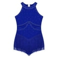 thumbnail image 4 of Alvivi Kids Girls Rhinestone Tassel Latin Ballet Leotard Dance Dress Figure Ice Skating Dresses Blue 6, 4 of 6