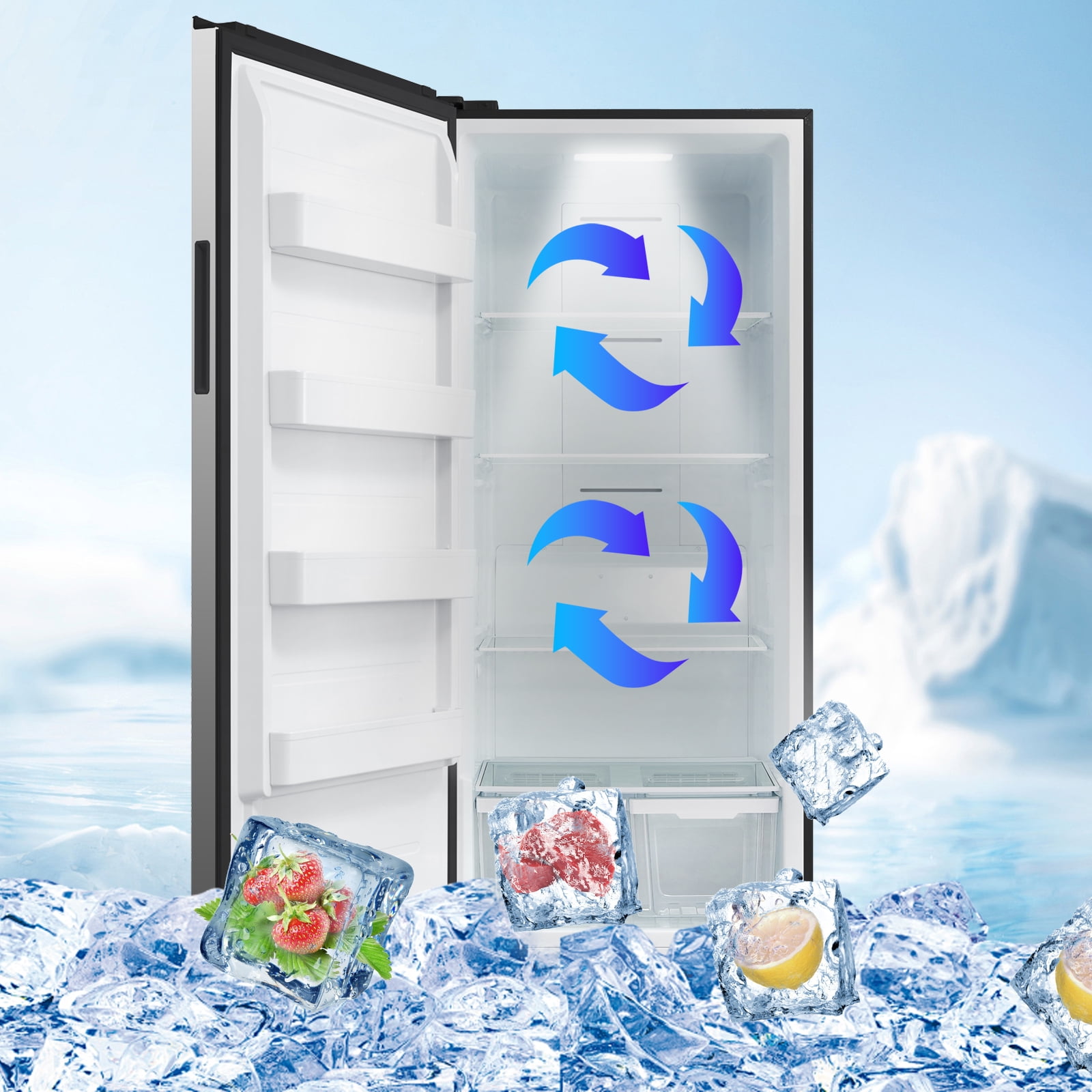 Smad 33 Inch Upright 21 Cu ft Freezer in Stainless Steel F21UFLESSS Left Door Fridge