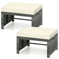 thumbnail image 1 of Gymax 2 Pieces Patio PE Rattan Ottomans with Soft Zippered Cushions for Deck White, 1 of 9