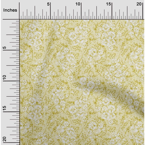 oneOone Polyester Lycra Light Yellow Fabric Geometric & Floral Texture Dress Material Fabric Print Fabric By The Yard 56 Inch Wide