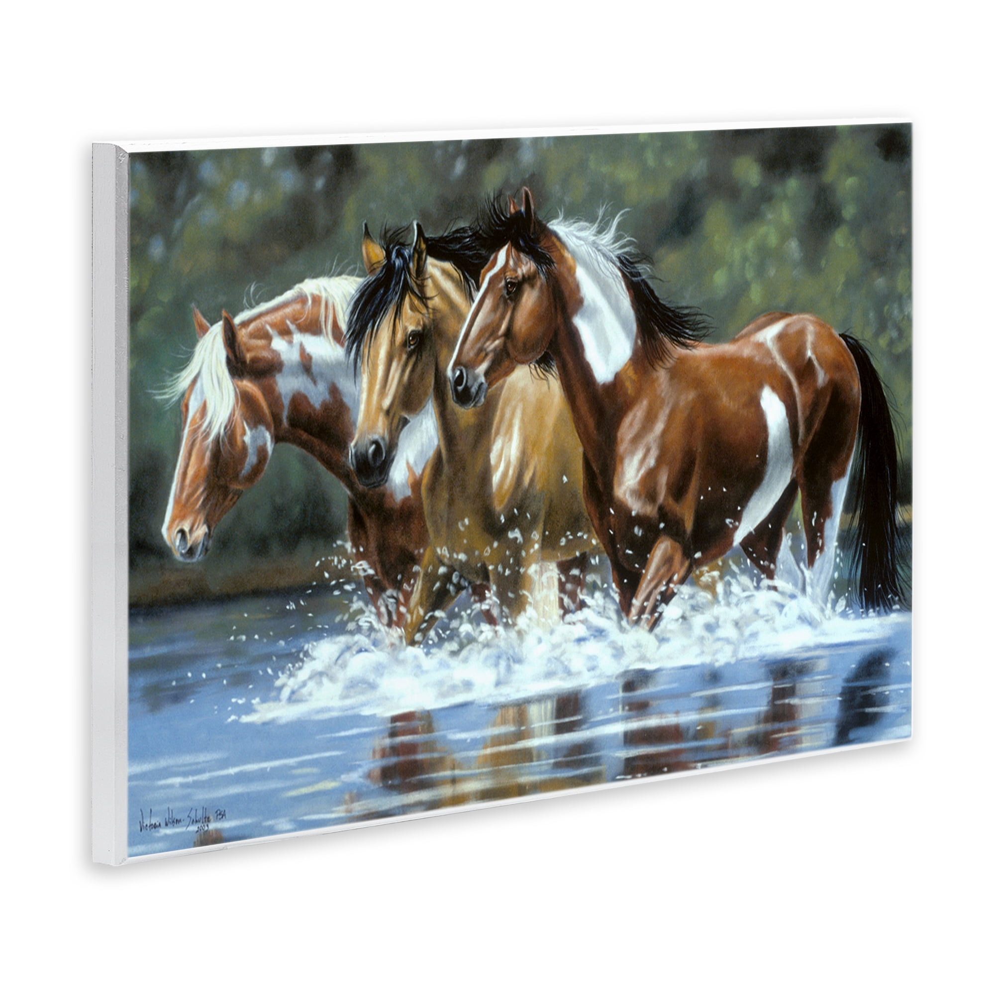Stupell Industries Heading Upstream Horses Animals & Insects Painting Unframed Art Print Wall Art, 19 x 13