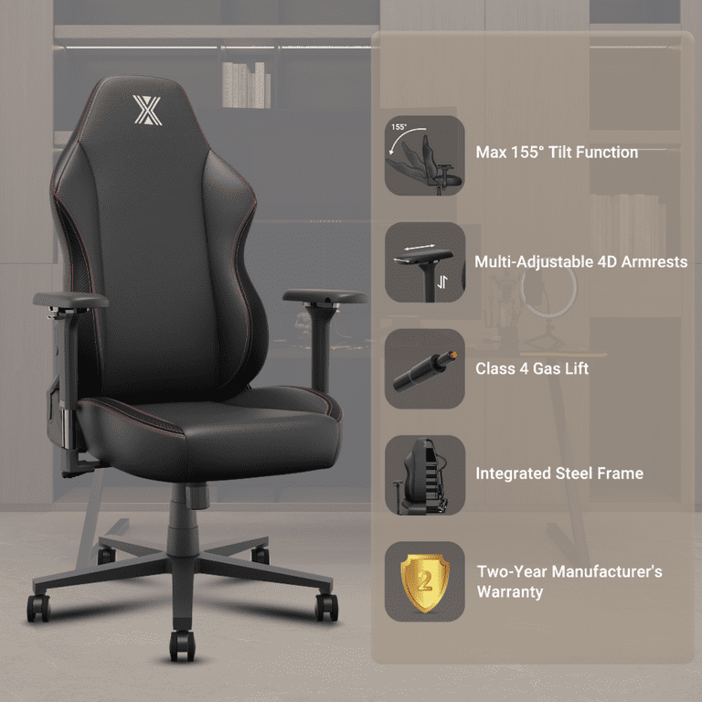 High Back Office Chair with Lifting Headrest - Flip Arms