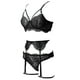 thumbnail image 3 of Gibobby Conjunto de lencería de encaje Ropa De Dormir Ropa De Dormir Mujer Cuello En V Bordado Encaje Lencería Lenceria China Gifts Lenceria Sexy Mujer(Negro, CH), 3 of 5