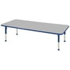 24in x 72in Rectangle Everyday T-Mold Adjustable Activity Table Grey/Blue - Chunky with Six 12in Stack Chairs Blue - Ball Glide