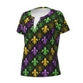 thumbnail image 3 of Wukai Mardi Gras1 Casual V-Neck Graphic Tees for Women: Lightweight and Breathable Summer Tops with Stylish Design-Large, 3 of 8