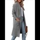 thumbnail image 3 of Cárdigan Holgado de Punto Abierto para Mujer, Informal, de Larga, Drapeado, con Bolsillos, Chaqueta Larga, Suéter. Gris XL, 3 of 10