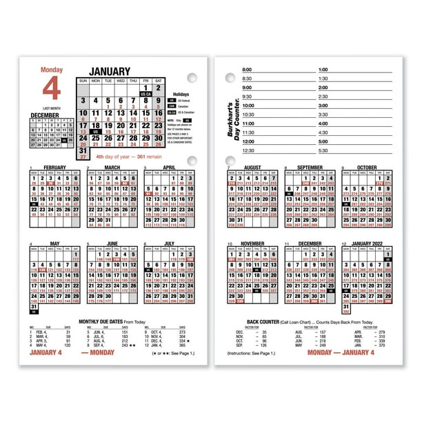 Burkharts Day Counter Desk Calendar Refill 4 5 X 7 38 White 2021 