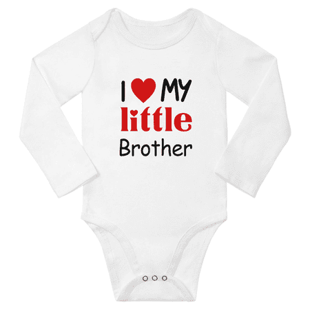 

I Love My Little Brother Cute Baby Long Sleeve Rompers for Boy Girl (White 6-12M)