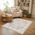 thumbnail image 2 of 4x4 Washable Square Area Rug: Soft Entryway Kitchen Carpet With Non-slip Backing Neutral Bathroom Floor Mat Water Resistant Low Pile Rug For Living Room Bedroom Cute Home Decor(4x4 Beige), 2 of 7