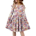 thumbnail image 2 of KISSMODA Girls Long Sleeve Casual A-Line Ruffle Skater Dress, 4-39 Years, 2 of 4