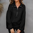 thumbnail image 2 of Vedolay Sweaters Women's Crewneck Cropped Sweater Oversized Long Sleeve Side Slit Pullover Tops,Black M, 2 of 5