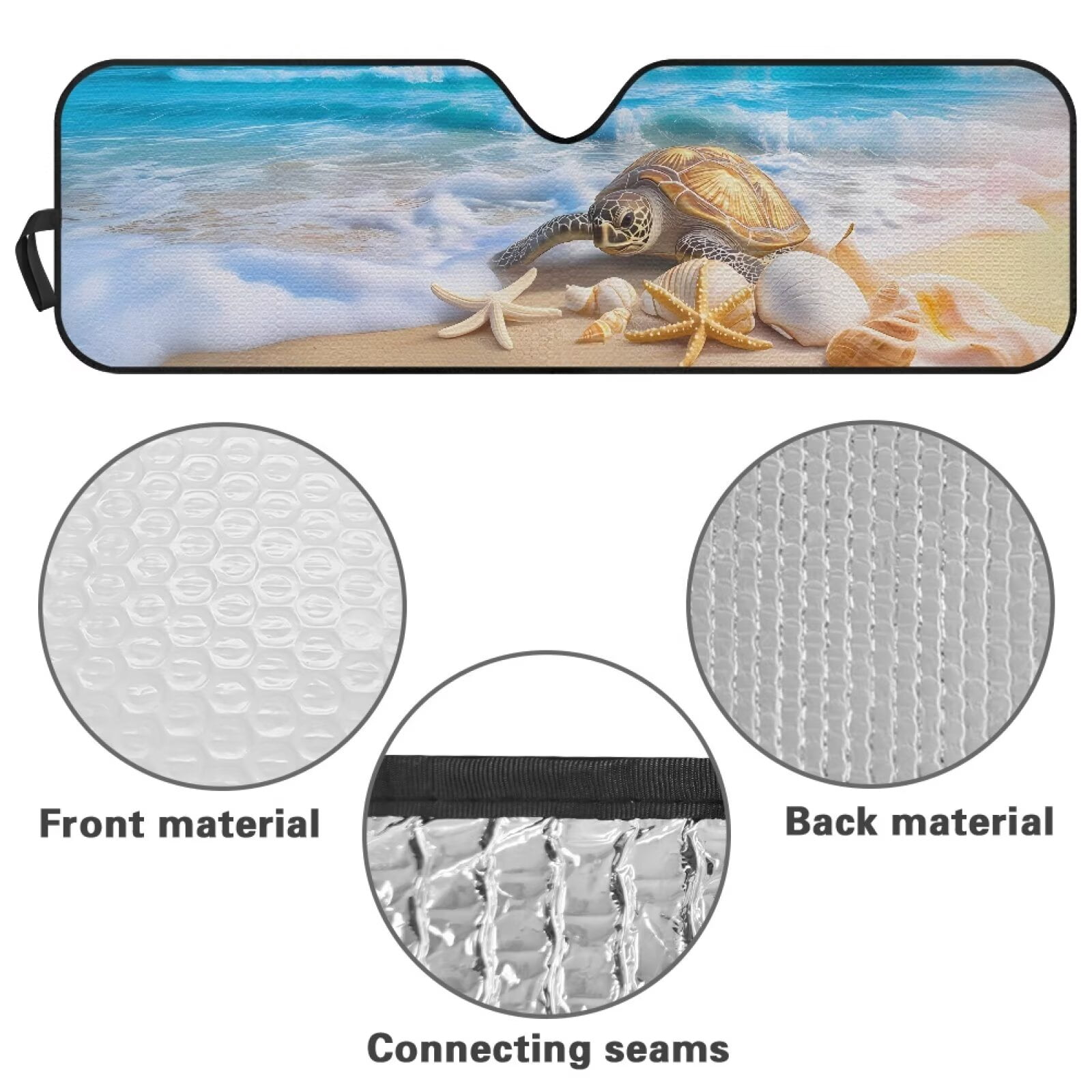 Uorisanigo Windshield Sunshade Beach Starfish Turtle Front Window Sun Shade Fit for Jeep Wrangler JL/JLU 2018-2024 & Jeep Gladiator JT 2020-2024 Foldable Sun Visor, Blocks UV Rays