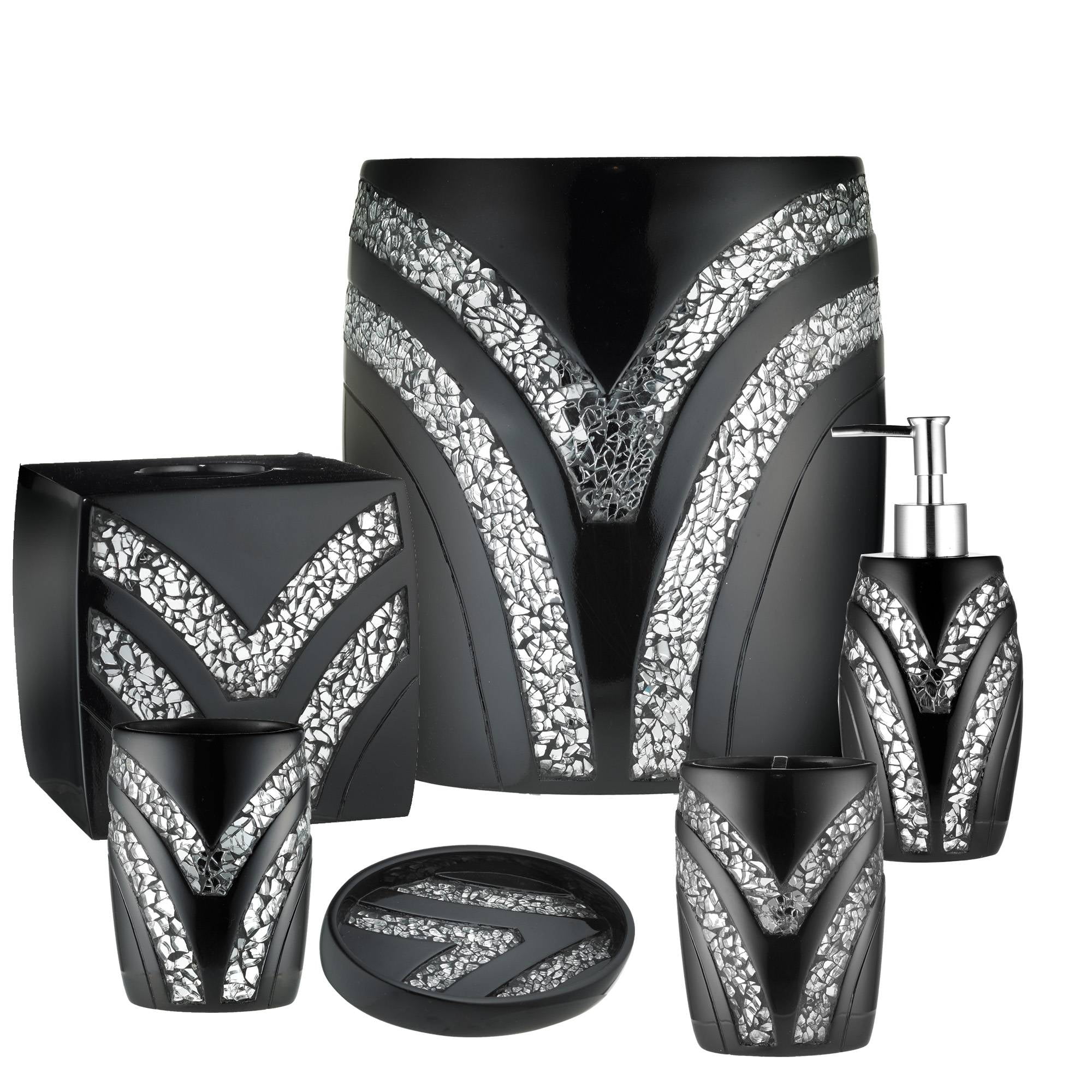 Popular Bath Sinatra Black Bathroom 6 Piece Accessory Collection