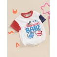 thumbnail image 3 of Suealasg 4th of July Baby Girls Romper Short Sleeve Letter Glasses Print Bodysuit Jumpsuit Newborn Boys Summer Independence Day Clothes 0-18 Months, 3 of 8