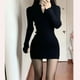 thumbnail image 4 of Vestidos de manga larga para mujer, Mini vestido ajustado Sexy negro, Y2k, cintura alta, damas coreanas, vestido CORTO BÁSICO, Otoño e Invierno, 4 of 6