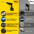 thumbnail image 3 of Cordless Pressure Washer, 24V 300W 970PSI Electric Power Washer with 6-in-1 Nozzles Portable 16.4FT Water Pipe Power Cleaner for Patio Fence Floor Cleaning Car Washing, Watering Flowers, 3 of 16
