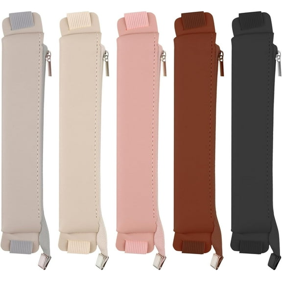 5Pcs Elastic Pen Holder for Notebook, PU Leather Pencil Case with Adjustable Band, Adjustable Pen Sleeve Pouch, Pencil Holder Case for Bible, Notebook, Planners, Binders and Books (5 Colors)