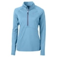thumbnail image 2 of Women's Cutter & Buck  Powder Blue Boston Red Sox Raglan Adapt Eco Knit Stretch Recycled Half-Zip Top, 2 of 3