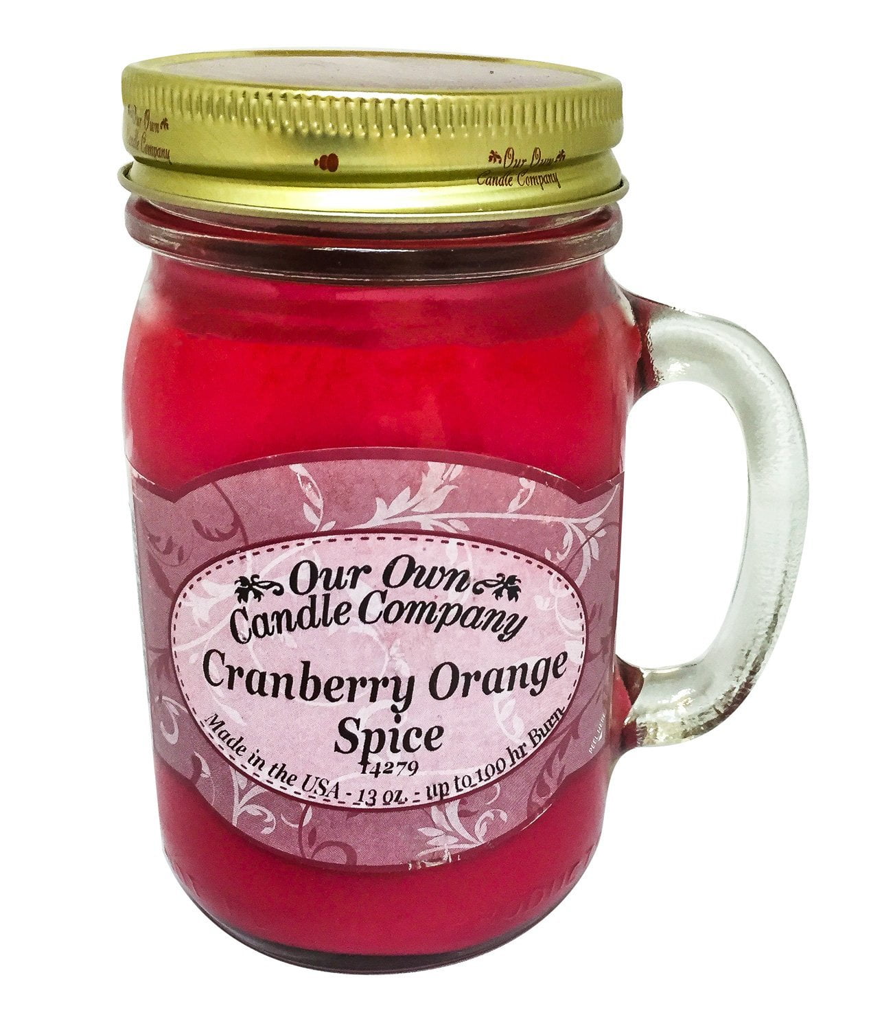 Cranberry Orange Spice Scented Candle 13 oz Mason Jar by Our Own Candle Company 