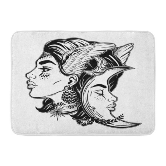 JSDART Beautiful Nature Magic Barbarian Nordic Valkyrie Crescent Moon Pagan Doormat Floor Rug Bath Mat 30x18 inch