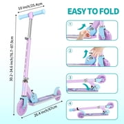 BELEEV Scooter for Kids Ages 6-12, two wheel Kick Scooter for Girls and Boys, Kids Scooter with Light up Wheels , Purple
