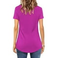 thumbnail image 4 of LEAVINGSUO Summer Tops for Women Ladies Tops Women Casual Short Sleeve Flared Sleeves V-Neck Solid Loose T-Shirt Blouse Tops, 4 of 7
