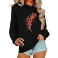 thumbnail image 2 of UPPADA Valentine Sweatshirt Women Love Heart Printed Long Sleeve Pullover Shirt Casual Round Neck Top for Valentine Gifts Black,L, 2 of 6