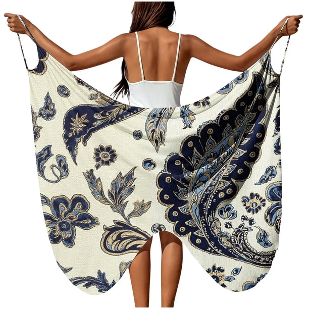 TaTaai Women's Solid Color Butterfly Beach Cover Up Wrap Skirt with Tie Waist Sheer Chiffon Long Dress Lightweight Sarong for Swimwear Vacation Pool Party All Season Wear Gift