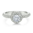 thumbnail image 2 of Gem Stone King 925 Sterling Silver White Moissanite Engagement Ring for Women (1.06 Cttw, Round 5MM, Available in Size 5, 6, 7, 8, 9), 2 of 6