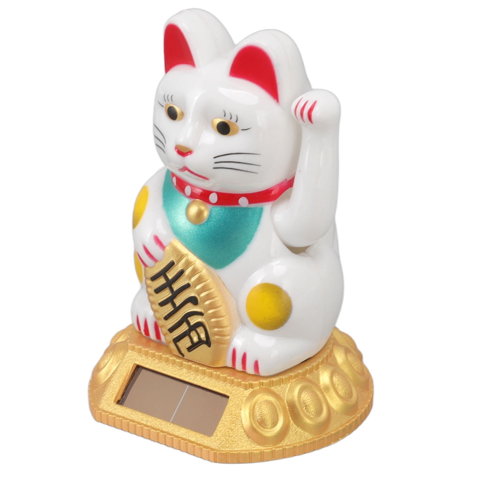 Gato De La Suerte HERCHR Maneki Neko – Brazo Móvil Con Energía Solar | Decoración De Bienvenida Para Casa, Coche U Oficina | Color Dorado De 6,3 Cm | Simboliza Fortuna Y Prosperidad