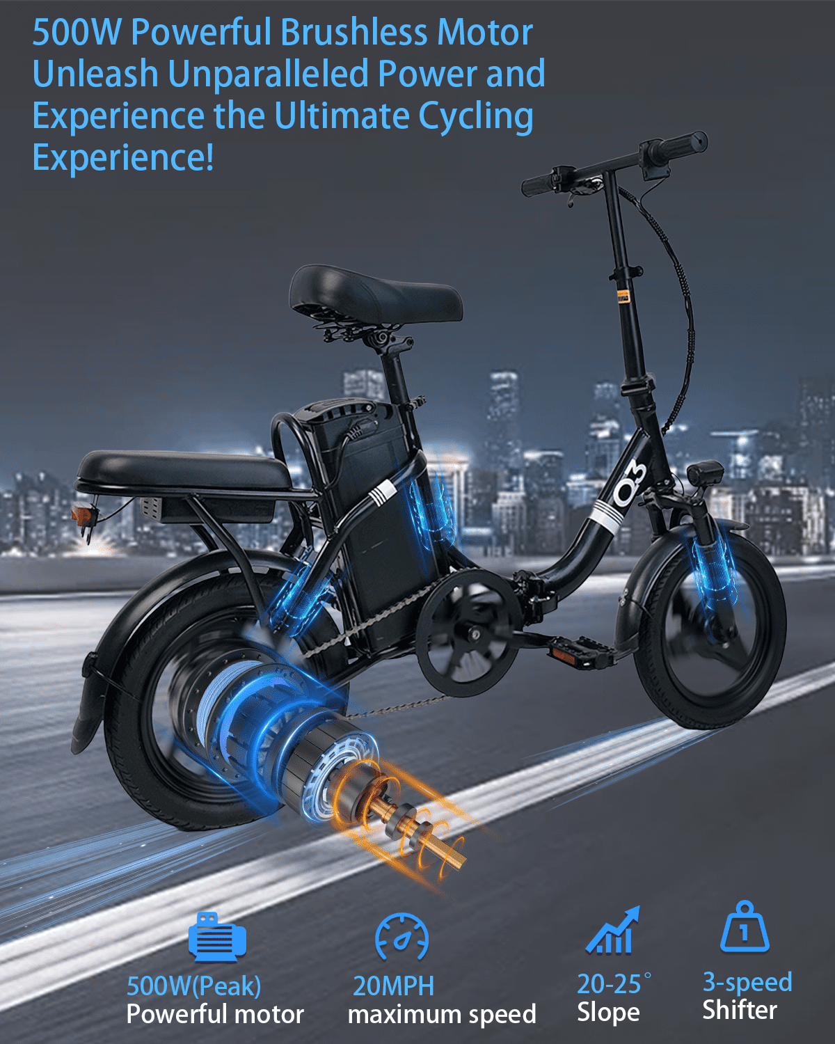 SHCNTEKU Commuter Electric Bike for Adults 500W Brushless motor multi shock absorption varied terrain Ebike with 12Ah Removable battery,UL2849