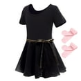 thumbnail image 3 of IBTOM CASTLE Toddler Kids Girls Short Sleeve Ballet Dance Leotards Costume with Chiffon Dance Skirt Tights Ballerina Outfits 4-5 Years Black, 3 of 8