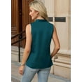 thumbnail image 4 of Womens Summer Sleeveless Silk Satin V Neck Business Casual Tank Tops Sea blue XXL, 4 of 7