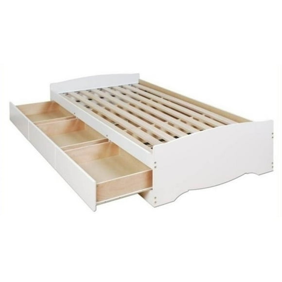 Prepac Twin Platform Storage Bed in White