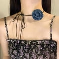 thumbnail image 5 of Specical Design for Wedding Party Neck Accessories French Style with Large Flower Adjustable Rose Choker Necklace Rose Flower Choker Romantic Necklace Wedding Necklace LIGHT BLUE SMALL, 5 of 8