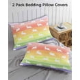 thumbnail image 2 of Easter Pillow Cases Standard Size Set of 2 - Microfiber Bed Throw Pillow Covers, Spring Rabbit Silhouette Colorful Rainbow Graffiti Decorative Lumbar Pillow Cover with Envelope Closure 20"x26", 2 of 6