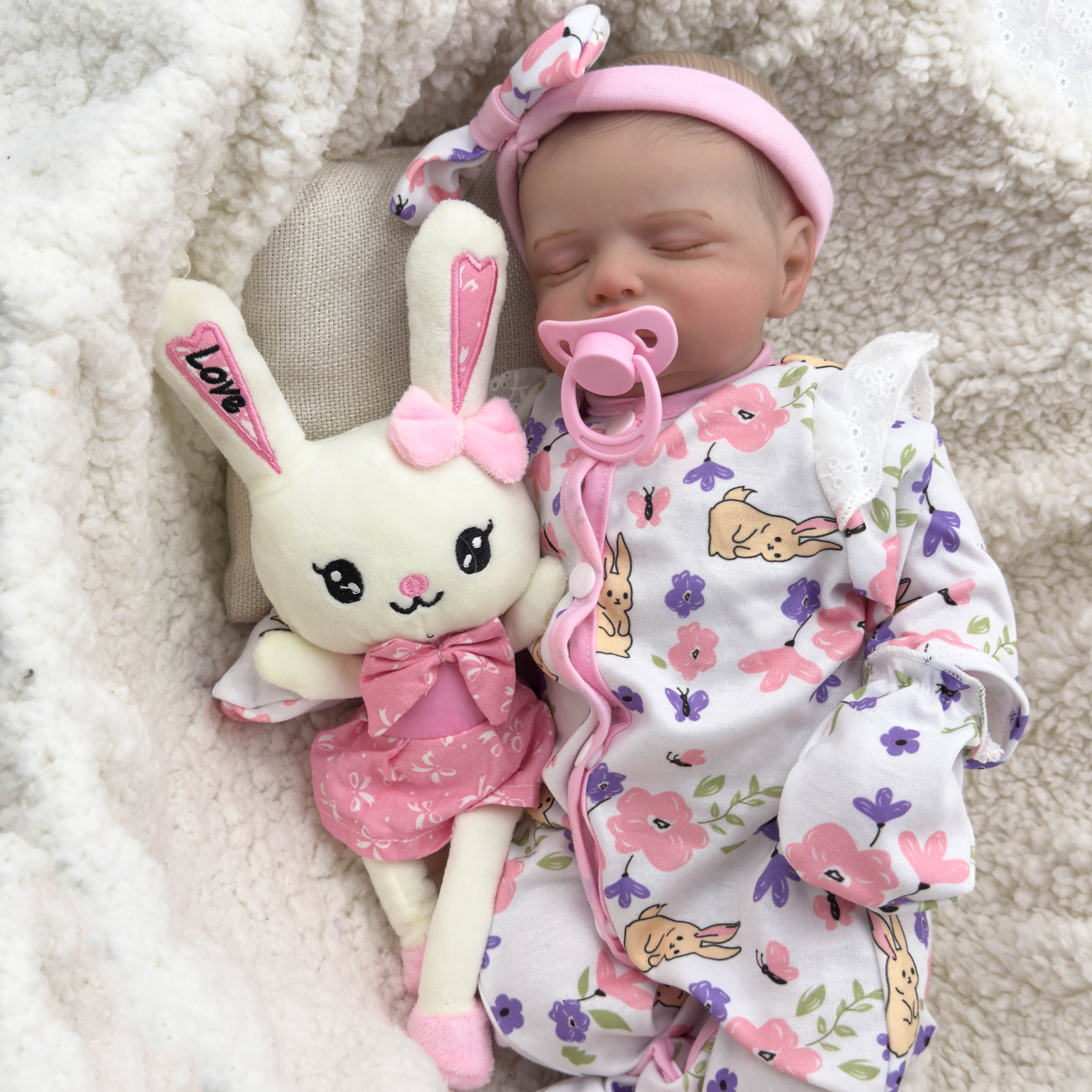 Reborn Baby Dolls 48CM Rosalie Already Painted Newborn Baby Doll Newborn Baby Reborn Doll Hand Paint with Genesis High Quality 3D skin Tone