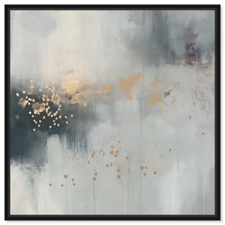 Silvered Hues and Gold II Canvas Luxury Abstract Art by Art Remedy Black Frame 40 x 40
