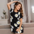 thumbnail image 3 of Honeii Daisies Flowers Print Women's Loose Short Sleeve Nightgown, Soft Cotton Sleepwear, Comfy Loose Fit Pajama Dress for Sleep and Lounge, 3 of 6
