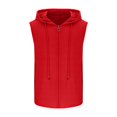thumbnail image 4 of BiZtdJrK Sleeveless Hoodies for Men Casual Slim Fit Zip-Up Drawstring Hooded Workout Tank Tops Summer Casual Muscle Vest Tanks Red M, 4 of 7