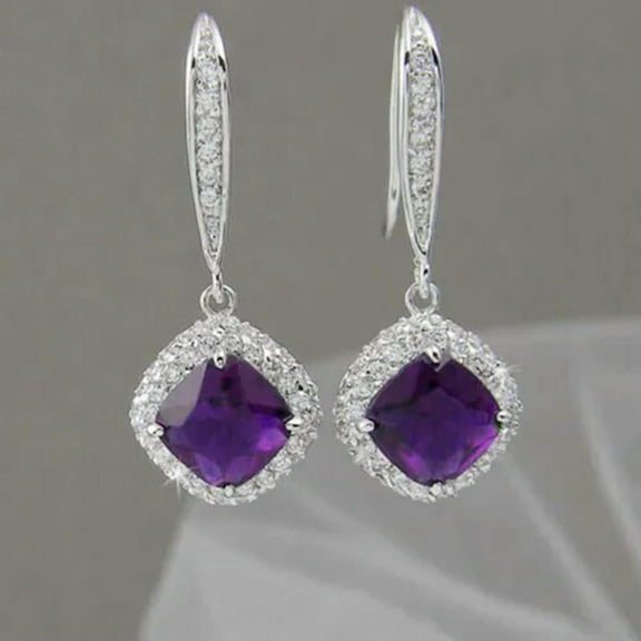 Women 925 Silver Anniversary Jewelry Luxury 6 Color Cubic Zircon Drop Earring