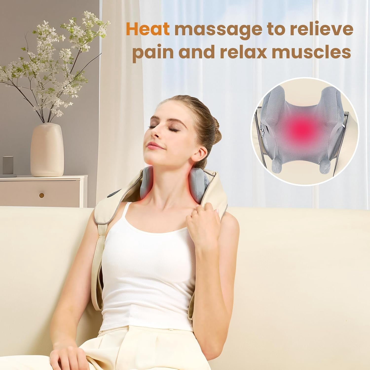 Noxa Neck and Shoulder Massager,4D Neck Massager for Pain Relief Deep Tissue, Kneading Shiatsu Neck and Shoulder Massager with Heat, Mothers Day Gifts for Women Fathers Day Men