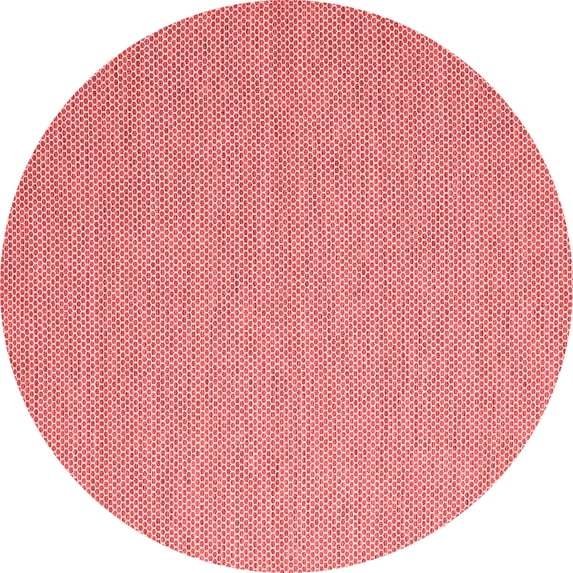Ahgly Company Indoor Round Abstract Red Contemporary Area Rugs, 6' Round