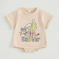 thumbnail image 2 of HNMKIU Girls Bodysuits for Kids Spring Outfit Jumpsuit Top Shirt Easter Bunny Short Sleeve Baby Children Romper Khaki,3-6 Months, 2 of 7